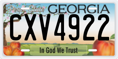 GA license plate CXV4922