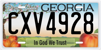 GA license plate CXV4928