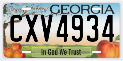 GA license plate CXV4934