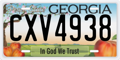 GA license plate CXV4938