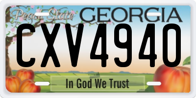 GA license plate CXV4940