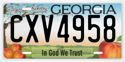 GA license plate CXV4958