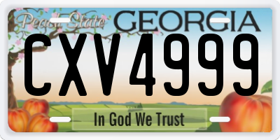 GA license plate CXV4999
