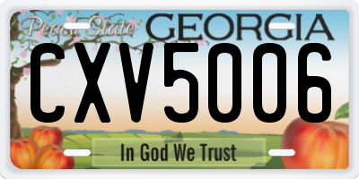 GA license plate CXV5006