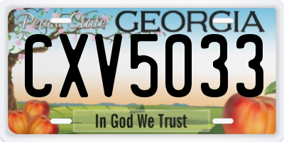 GA license plate CXV5033