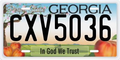 GA license plate CXV5036
