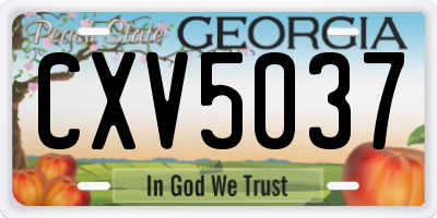 GA license plate CXV5037