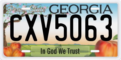 GA license plate CXV5063