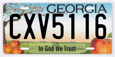 GA license plate CXV5116