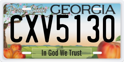 GA license plate CXV5130