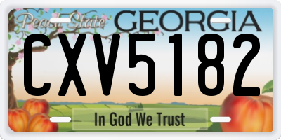 GA license plate CXV5182