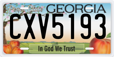 GA license plate CXV5193