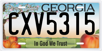 GA license plate CXV5315