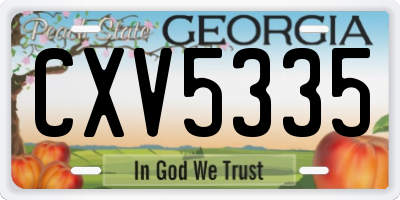GA license plate CXV5335