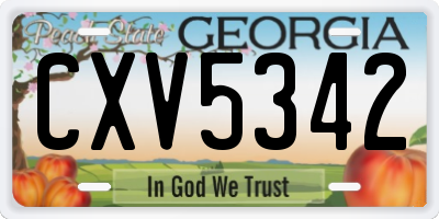 GA license plate CXV5342