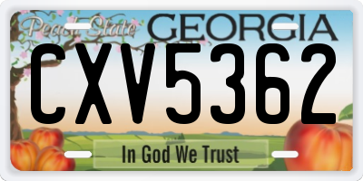 GA license plate CXV5362