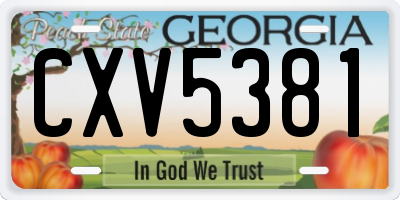 GA license plate CXV5381