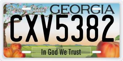GA license plate CXV5382