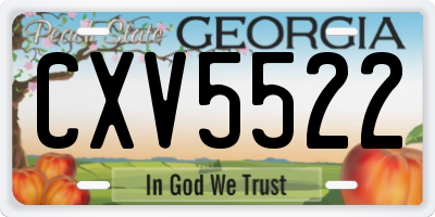 GA license plate CXV5522