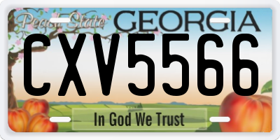 GA license plate CXV5566