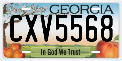 GA license plate CXV5568