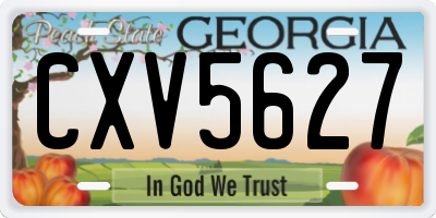 GA license plate CXV5627