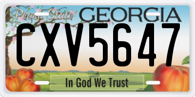 GA license plate CXV5647