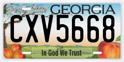 GA license plate CXV5668