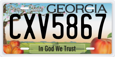 GA license plate CXV5867