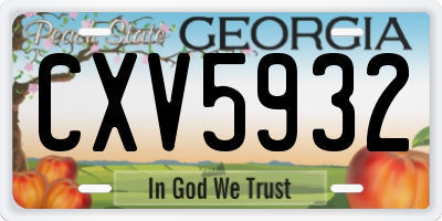 GA license plate CXV5932