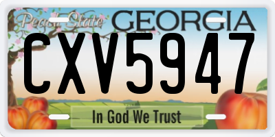 GA license plate CXV5947