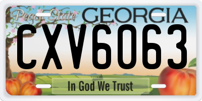 GA license plate CXV6063