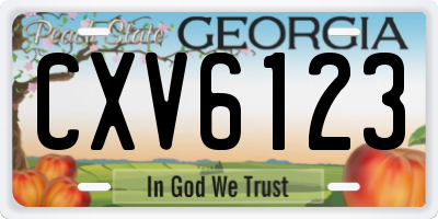 GA license plate CXV6123