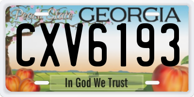 GA license plate CXV6193