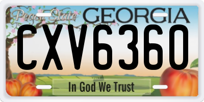 GA license plate CXV6360