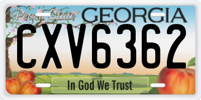 GA license plate CXV6362