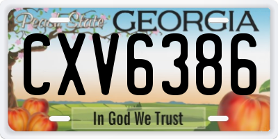 GA license plate CXV6386