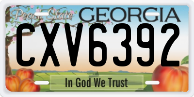 GA license plate CXV6392