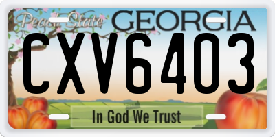 GA license plate CXV6403