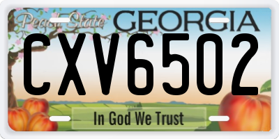 GA license plate CXV6502