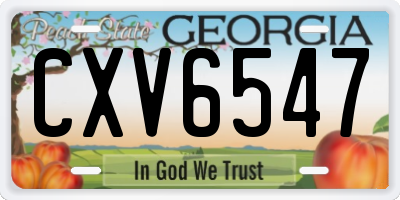 GA license plate CXV6547