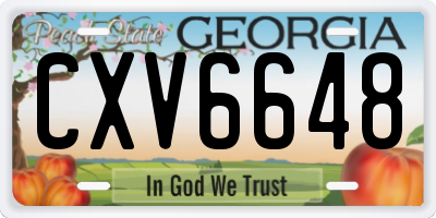 GA license plate CXV6648