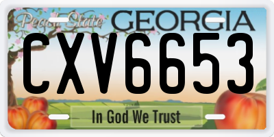 GA license plate CXV6653