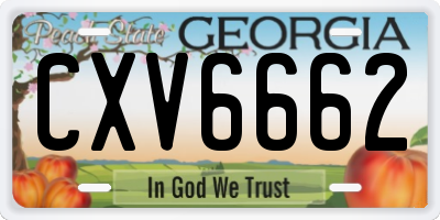 GA license plate CXV6662