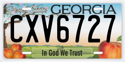 GA license plate CXV6727