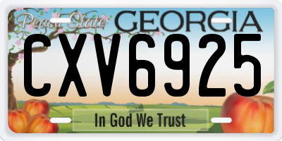 GA license plate CXV6925