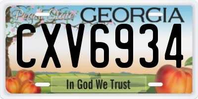 GA license plate CXV6934
