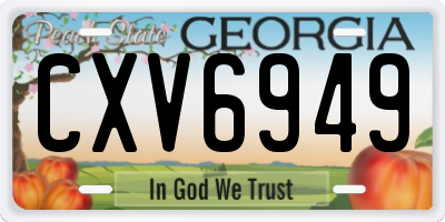 GA license plate CXV6949