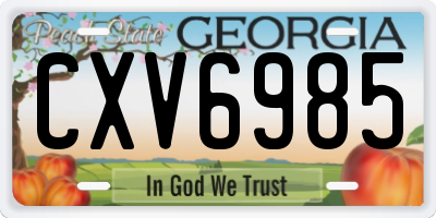 GA license plate CXV6985