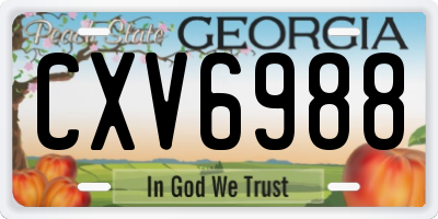 GA license plate CXV6988